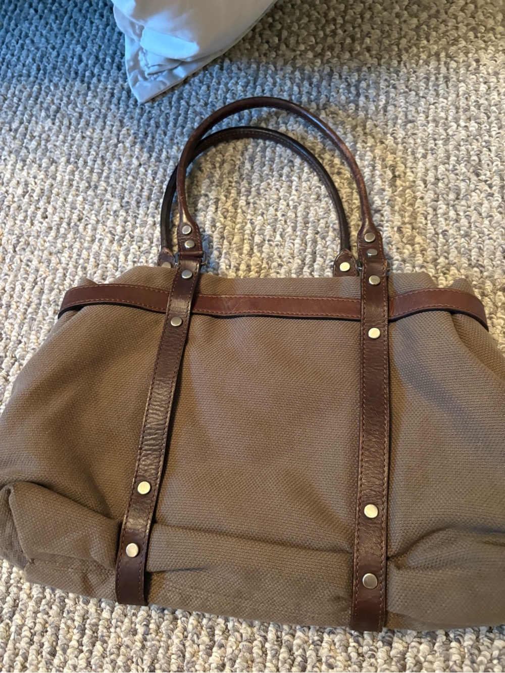 Lanvin Brown Canvas Messenger Bag with Dark Brown Leather Trim - Picture 2 of 2